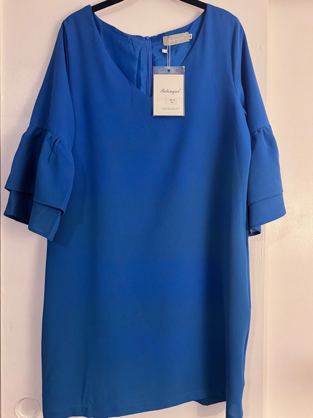 Belongizé Royal Blue Ruffle Sleeve Tunic Dress